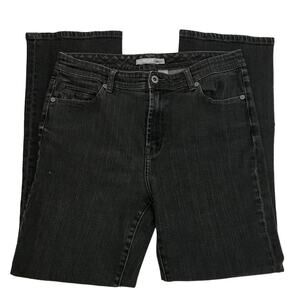 Chico's Platinum Black Wash High Rise Straight Leg Jeans 1 US 8 short